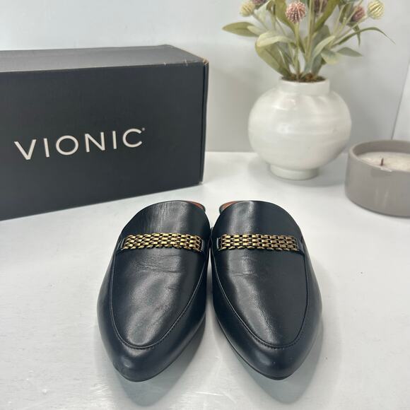 Vionic Starling Leather Mule Arch Support Black I6985L3003 Women 5M Tried On - Picture 4 of 10